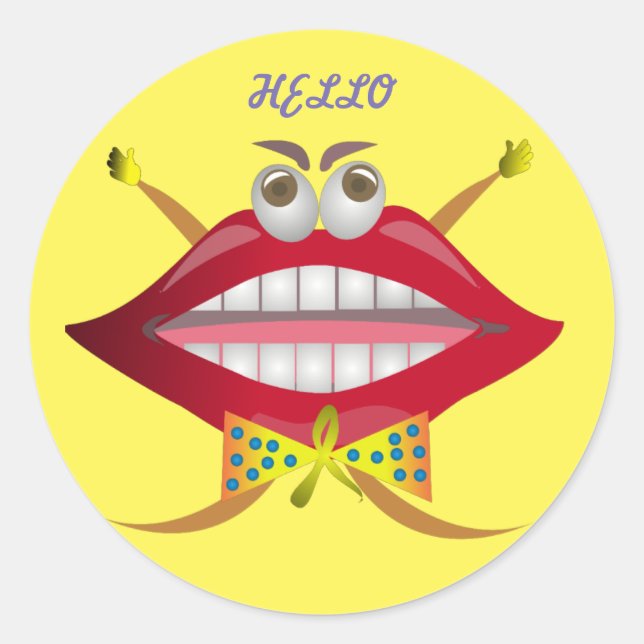 Funny Lip Gelber Aufkleber (Vorderseite)