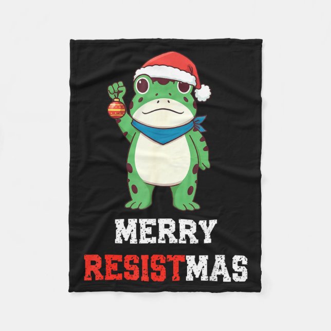 Funny Litical Frog Christmas Merry Resistmas 2025  Fleecedecke (Vorderseite)