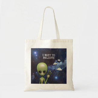 Funny Little Green Man Space Alien Sci Fi Galaxy Tragetasche