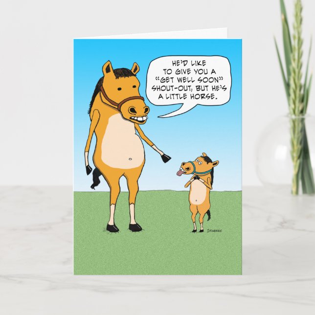 Funny Little Horse Get Well Card Karte (Vorderseite)