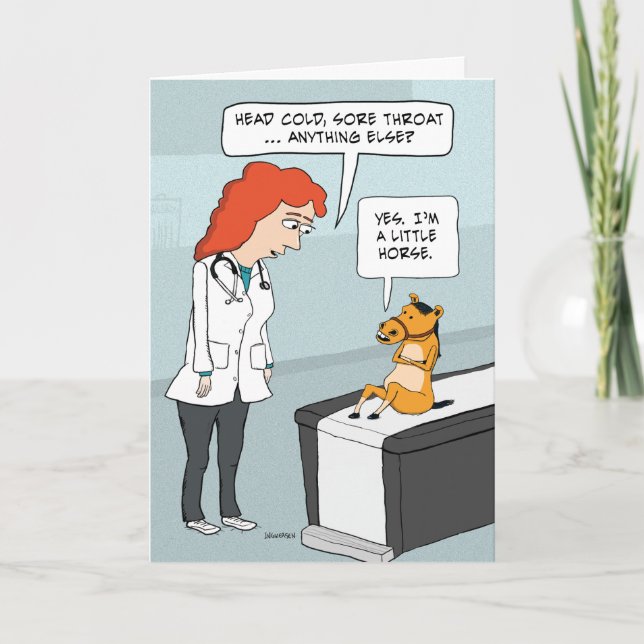 Funny Little Horse Get Well Karte (Vorderseite)