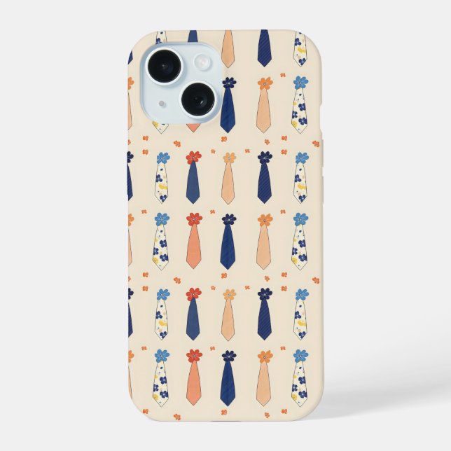 Funny Little Krawatte Pattern iPhone 15 Hülle (Rückseite)