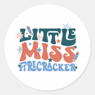 Funny Little Miss Firecracker Patriotic 4. Juli Runder Aufkleber