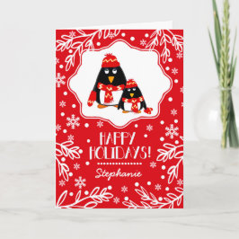 Funny Little Penguins Custom Christmas Feiertagskarte