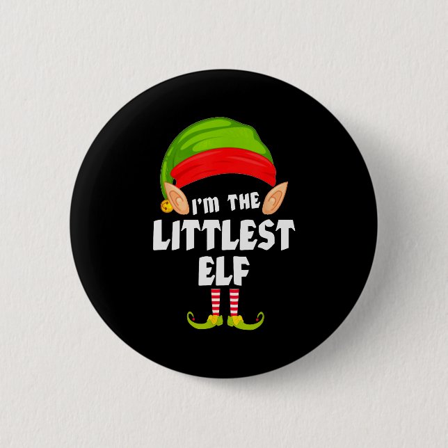 Funny Littlest Elf Matching Family Group Pj Christ Button (Vorderseite)