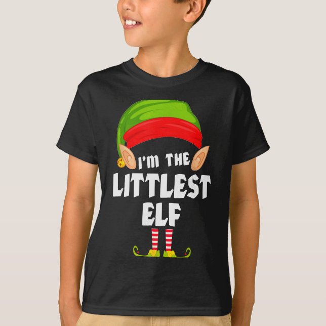 Funny Littlest Elf Matching Family Group Pj Christ T-Shirt (Vorderseite)