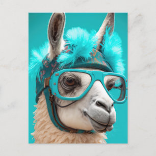 Funny Llama Alpaca Niedlicher Tiere Hats Glasses Postkarte