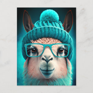 Funny Llama Alpaca Niedlicher Tiere Hats Glasses Postkarte