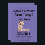 Funny Llama Animal Birthday Farm Party Einladung<br><div class="desc">Funny Llama Animal Birthday Farm Party Einladung entworfen von Nisha Prabhu. Vollständig anpassbar. Personalisieren Sie Ihre Daten. Ist dein kleines Drama besessen? Dann ist diese lama-tastische Geburtstagsfeier perfekt für Sie! Laden Sie Freunde ein, sich mit diesem bezaubernden Lama-Design mit einem niedlichen und albernen Lama, farbenfrohen Ballons und Party-Hüten zu amüsieren....</div>