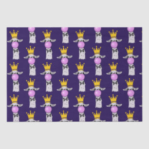 Funny Llama bläst ein rosa Blasen Muster Seidenpapier
