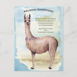 Funny Llama Blue Hochzeit verschoben Datum ändern Postkarte