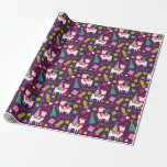 Funny Llama Christmas Geschenkpapier<br><div class="desc">Lama, Bär und Küken</div>