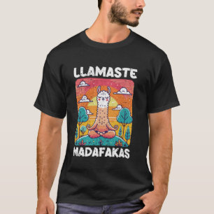 Funny Llama Do Yoga Lovers - Retro Llamaste Madafa T-Shirt