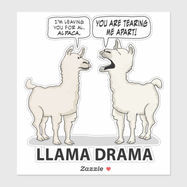 Funny Llama Drama Aufkleber (Blatt)