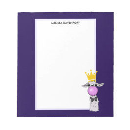 Funny Llama Illustration bläst eine rosa Blase Notizblock