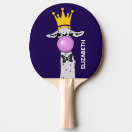 Funny Llama Illustration bläst eine rosa Blase Tischtennis Schläger