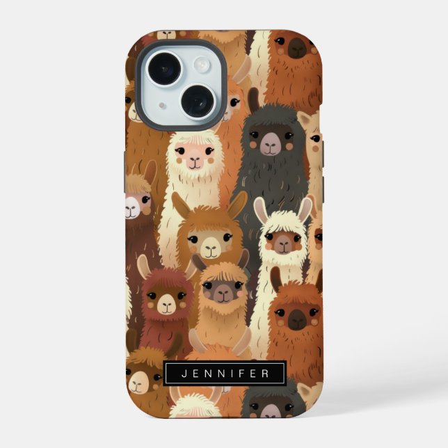 Funny Llama iPhone Case 15 Hülle (Rückseite)