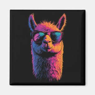 Funny Llama mit den Sungles farbenfroh ohne Drama Magnet