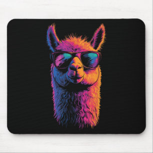 Funny Llama mit den Sungles farbenfroh ohne Drama Mousepad