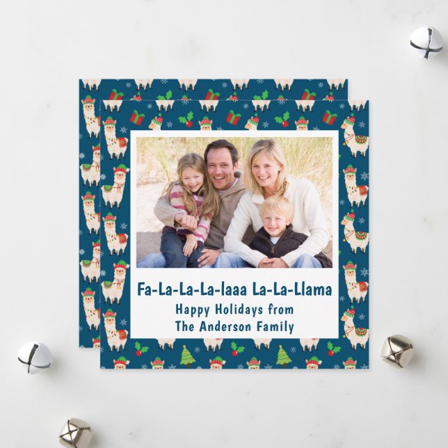 Funny Llama Pun Foto Feiertagskarte (Vorderseite/Rückseite Beispiel)