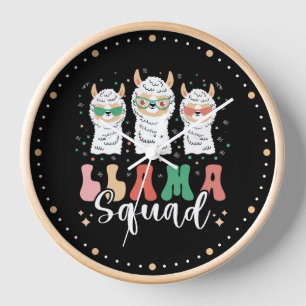 Funny Llama Squad Sonnenbrille Cool Llamas Retro Uhr