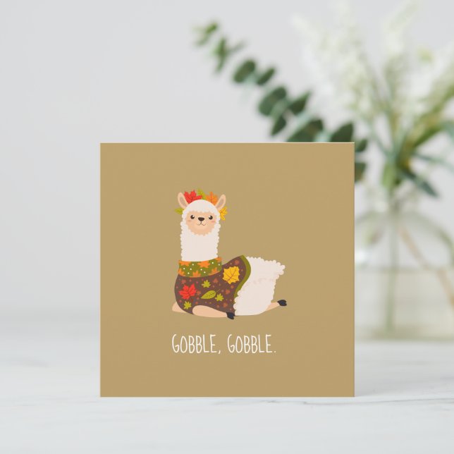 Funny Llama Türkei Erntedank Flat Card (Stehend Vorderseite)