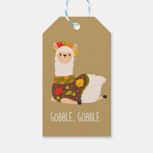 Funny Llama Türkei Erntedank Geschenkanhänger (Vorderseite)