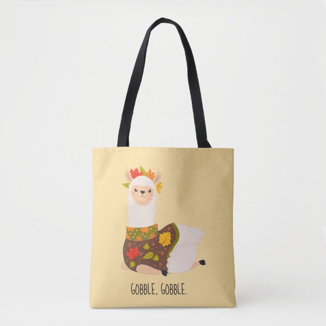 Funny Llama Türkei Erntedank Tasche (Vorderseite)