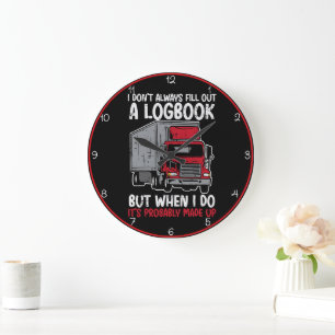Funny Logbook Red Trucker Große Wanduhr
