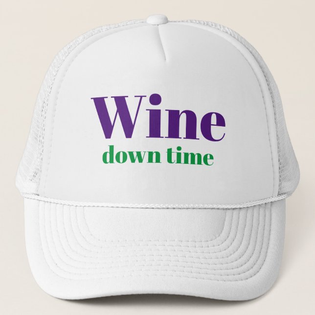 Funny LOL Novelty Baseball WINE UNTER ZEIT Truckerkappe (Vorderseite)