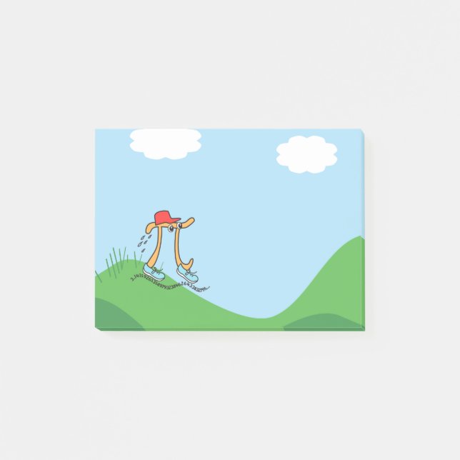 Funny Long Running Pi © Illustrationsgeschenk Post-it Klebezettel (Vorderseite)