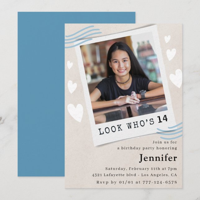 Funny Look qui reçoit des invitations pour 14e ann (Devant / Derrière)