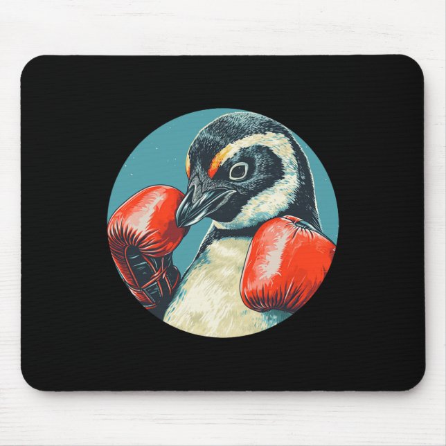 Funny Looking Pinguin mit Boxhandschuhen Kostüm Mousepad (Vorne)