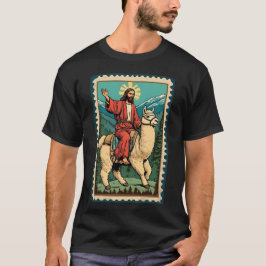 Funny Lord Jesus Riding Alpaca Christ Pride Llama T-Shirt