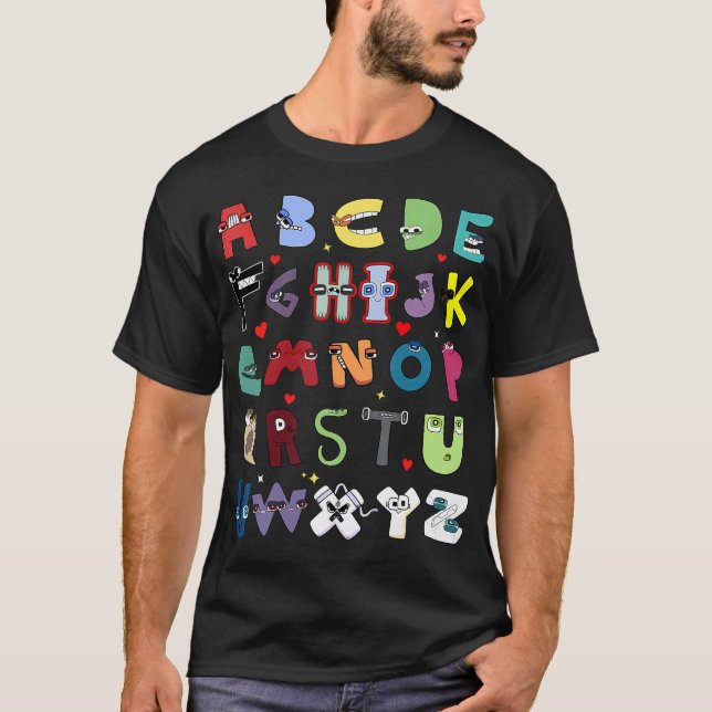 Funny Lore Alphabet A to Z Hi Letter für Kinder Ju T-Shirt (Vorderseite)