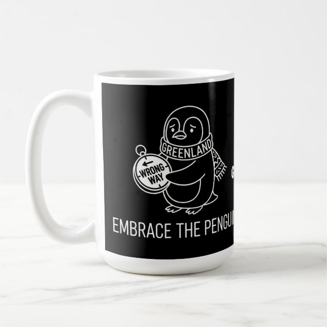 Funny Lost Greenland Penguin Embrace the Wrong Way Kaffeetasse (Links)