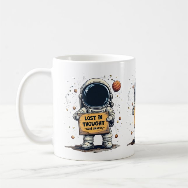 Funny Lost in Thought Astronaut Space Illustration Kaffeetasse (Links)