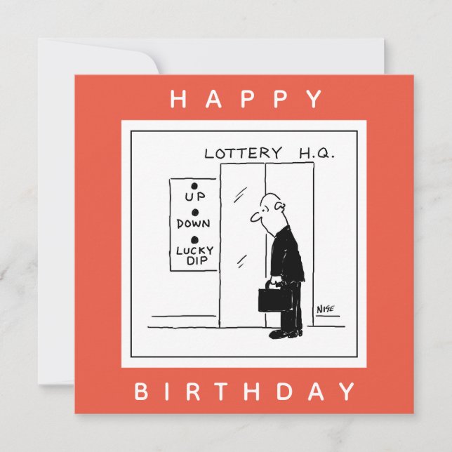Funny Lottery Choice Lift Cartoon Karte (Vorderseite)