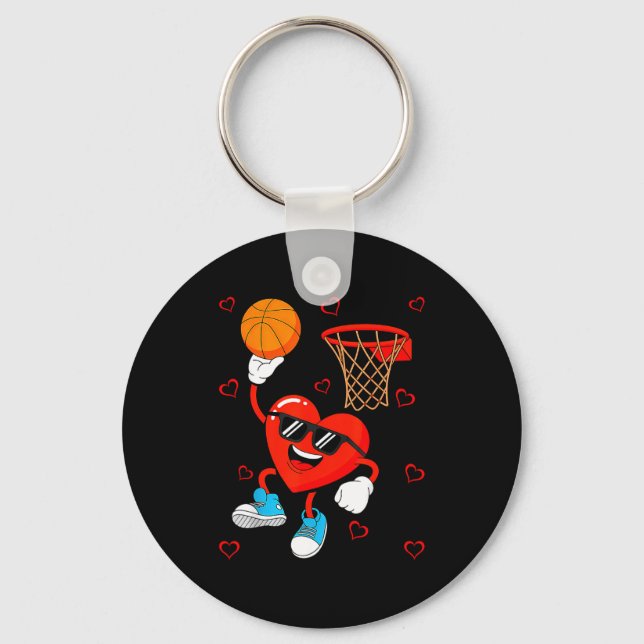 Funny Love Basketball Heart Shape Happy Valentine' Schlüsselanhänger (Vorderseite)