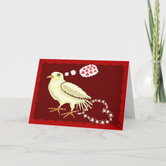 Funny Lovebird Valentine's Day Dove Feiertagskarte (Vorderseite)