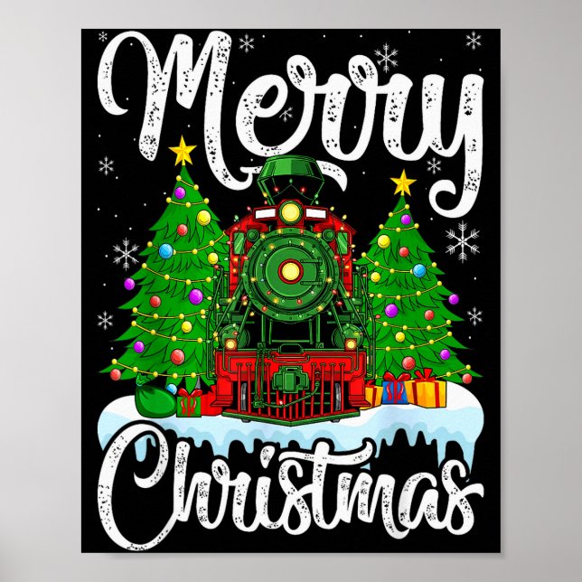 Funny Lover Xmas Lighting Santa Train Christmas  Poster (Vorne)