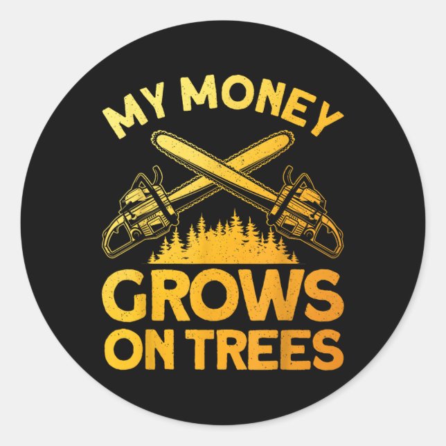 Funny Lumberjack Art for Men Tree Cutter sah Logge Runder Aufkleber (Vorderseite)