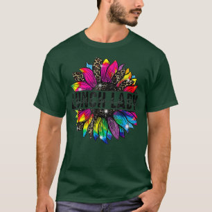 Funny Lunch Lady Sonnenblumen Leopard Gefärbte Kra T-Shirt
