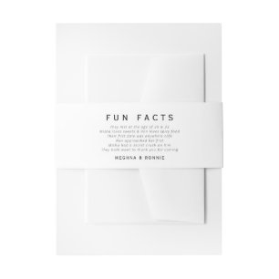 Funny, lustige Fakten minimalistische Hochzeit Einladungsbanderole