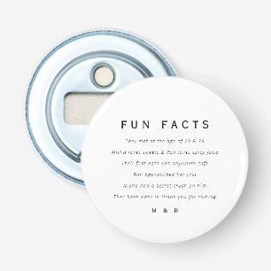 Funny, lustige Fakten minimalistische Hochzeit Flaschenöffner