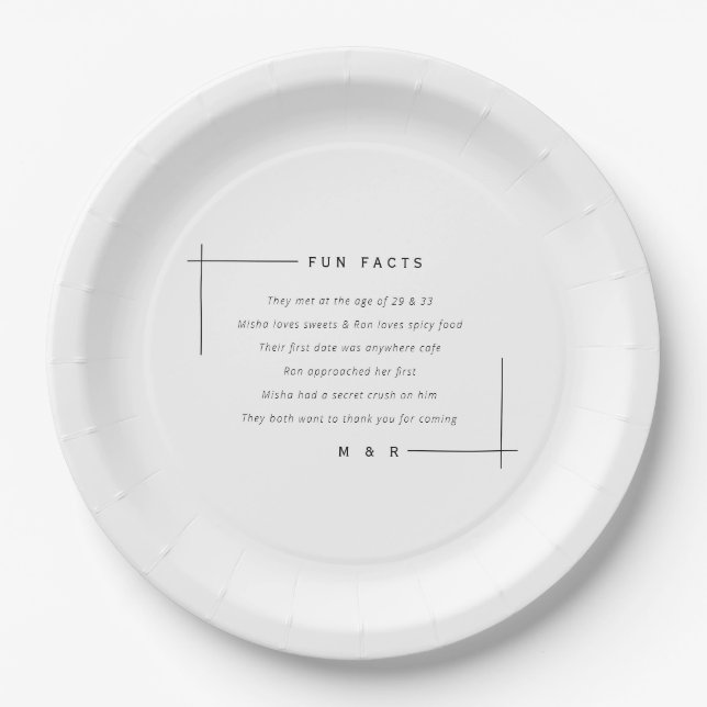 Funny, lustige Fakten minimalistische Hochzeit Pappteller (Vorderseite)