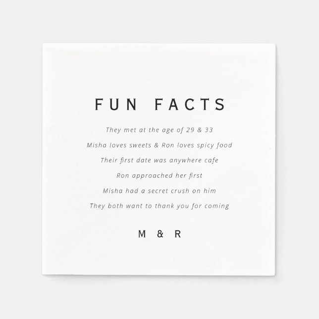 Funny, lustige Fakten minimalistische Hochzeit Serviette (Vorderseite)