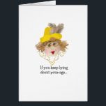 Funny Lying Birthday Lady Card<br><div class="desc">Eine lustige Karte für die Freundin, die nie ihr echtes Alter sagt. Diese humorvolle Karte wird sie sicherlich zum Lachen bringen. Die meisten Artikel in meinem Shop sind lustig und humorvoll. Mit albernen lustigen Sprüchen können Sie laut lachen. Eins von freundlich und unglaublich witzig, sie passen die meisten Anlässe. Mein...</div>
