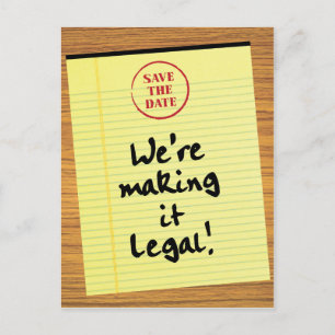Funny macht es Save the Date legal Ankündigungspostkarte