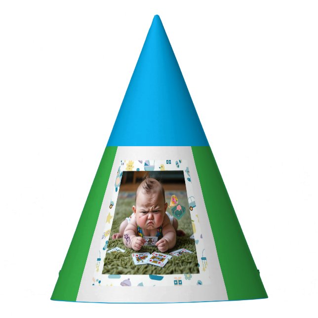 Funny Mad Baby Playing Cards Partyhütchen (Vorderseite)